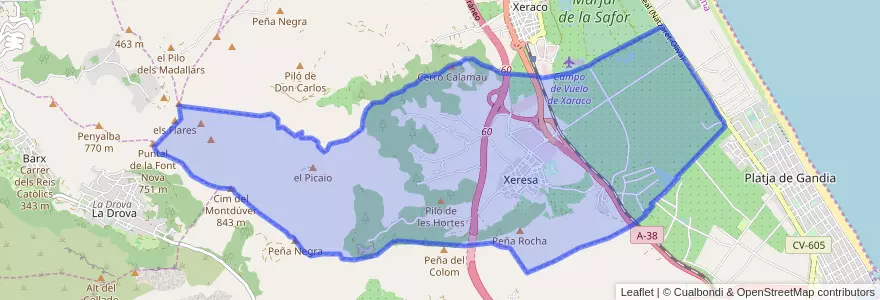 Mapa de ubicacion de Xeresa.