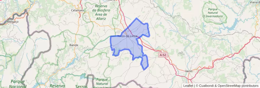 Mapa de ubicacion de Xinzo de Limia.