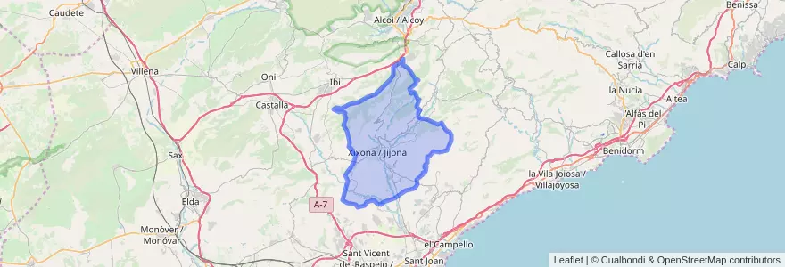 Mapa de ubicacion de Xixona / Jijona.