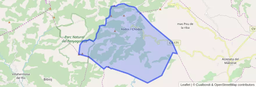 Mapa de ubicacion de Xodos / Chodos.