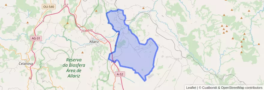 Mapa de ubicacion de Xunqueira de Ambía.