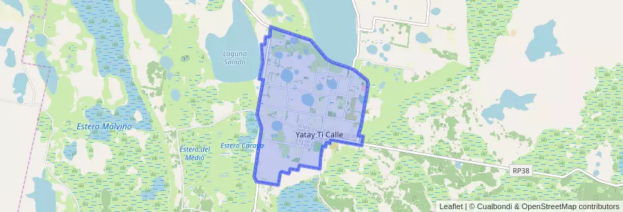 Mapa de ubicacion de Yatay Tí Calle.