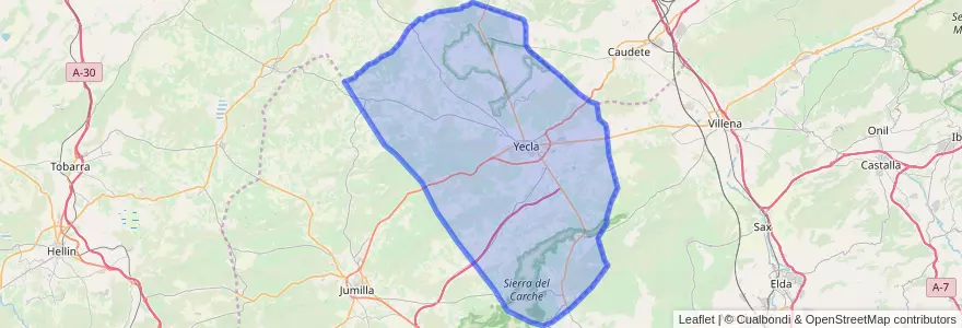 Mapa de ubicacion de Yecla.