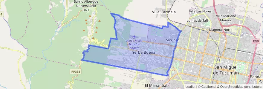 Mapa de ubicacion de Yerba Buena.