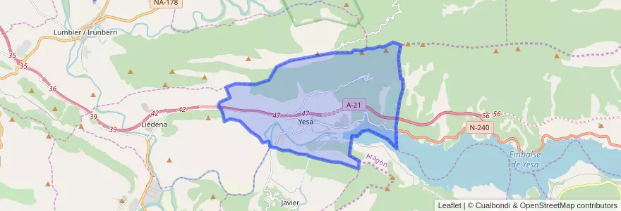 Mapa de ubicacion de Yesa.