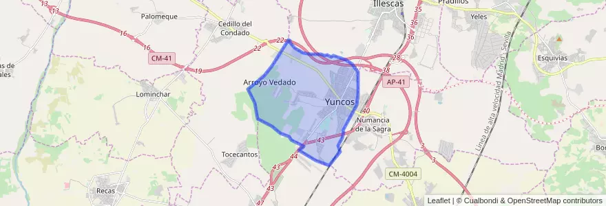 Mapa de ubicacion de Yuncos.