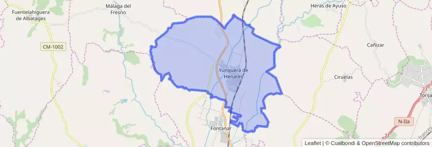 Mapa de ubicacion de Yunquera de Henares.