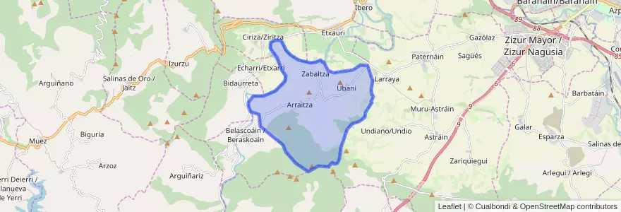 Mapa de ubicacion de Zabalza.