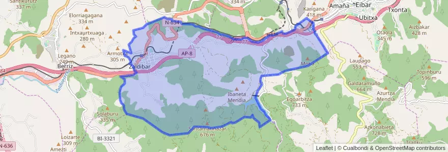 Mapa de ubicacion de Zaldibar.