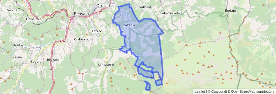 Mapa de ubicacion de Zaldibia.