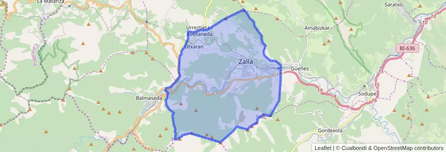 Mapa de ubicacion de Zalla.