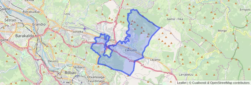 Mapa de ubicacion de Zamudio.