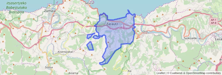 Mapa de ubicacion de Zarautz.