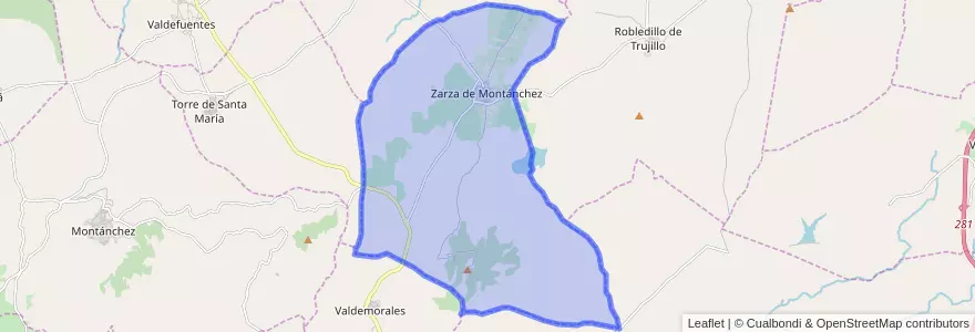 Mapa de ubicacion de Zarza de Montánchez.