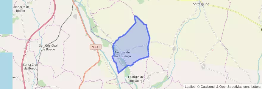 Mapa de ubicacion de Zarzosa de Río Pisuerga.