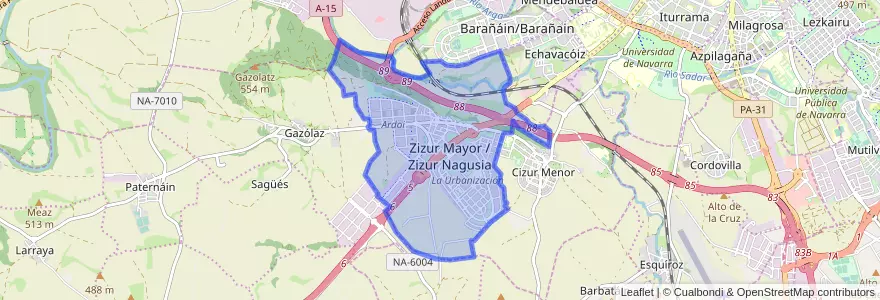 Mapa de ubicacion de Zizur Mayor/Zizur Nagusia.