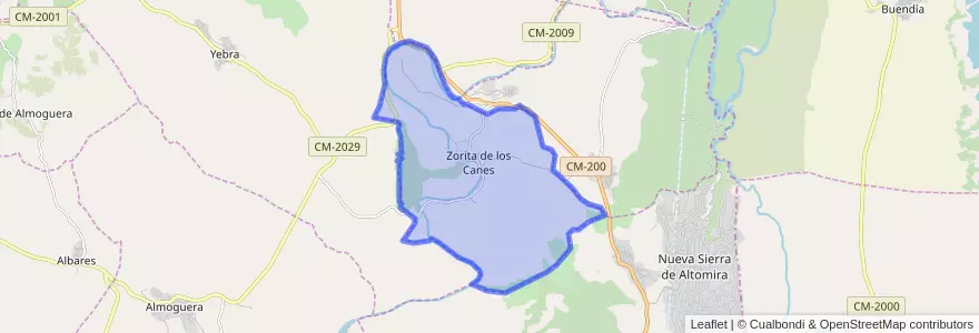 Mapa de ubicacion de Zorita de los Canes.