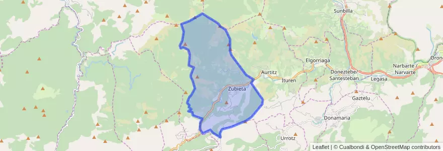 Mapa de ubicacion de Zubieta.