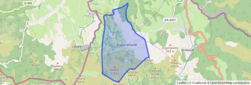 Mapa de ubicacion de Zugarramurdi.