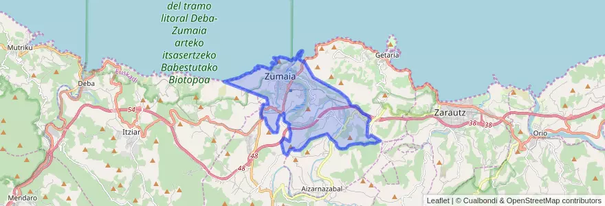 Mapa de ubicacion de Zumaia.