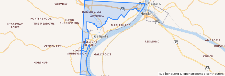 Mapa de ubicacion de Gallipolis Township.