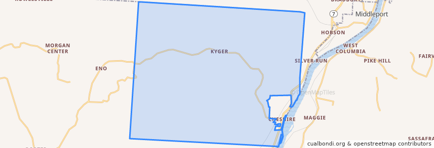 Mapa de ubicacion de Cheshire Township.