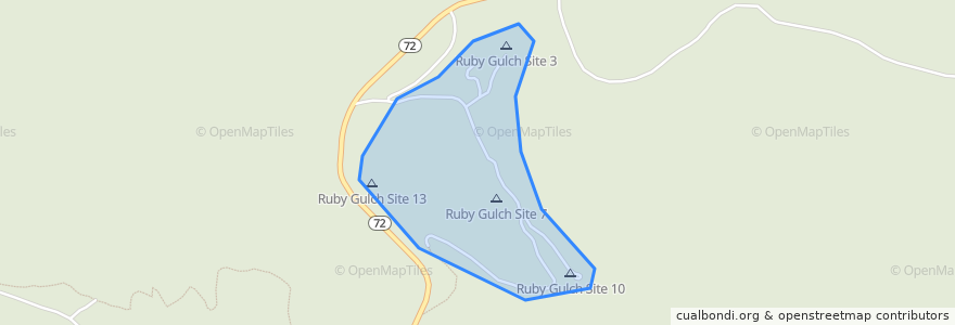 Mapa de ubicacion de Ruby Gulch Campground.