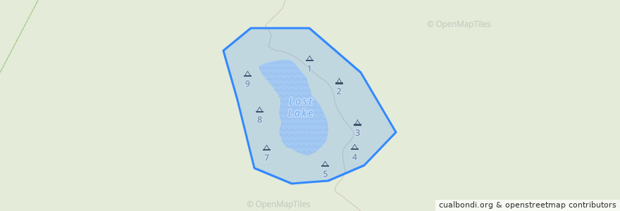 Mapa de ubicacion de Lost Lake Campground.