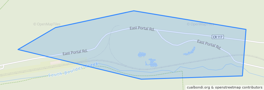 Mapa de ubicacion de East Portal Distributed Camping Area.