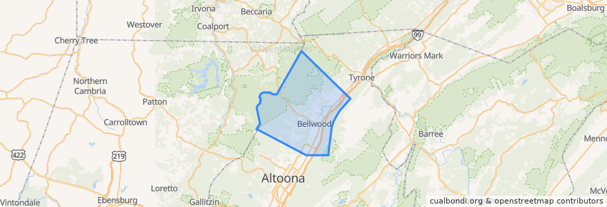 Mapa de ubicacion de Antis Township.
