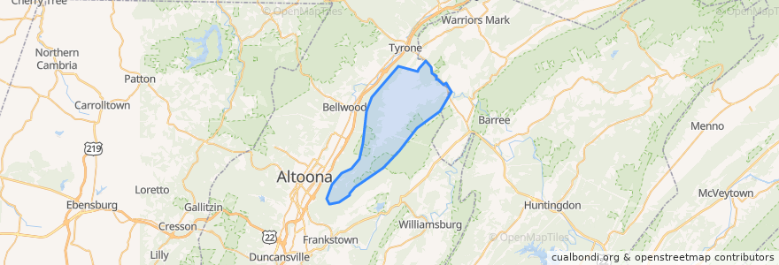 Mapa de ubicacion de Tyrone Township.