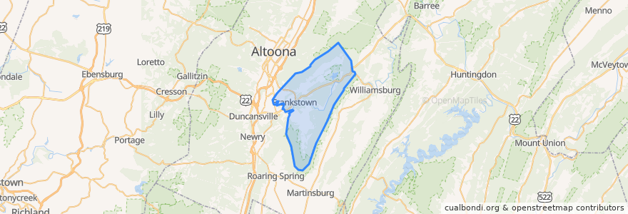 Mapa de ubicacion de Frankstown Township.