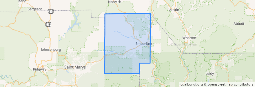 Mapa de ubicacion de Shippen Township.