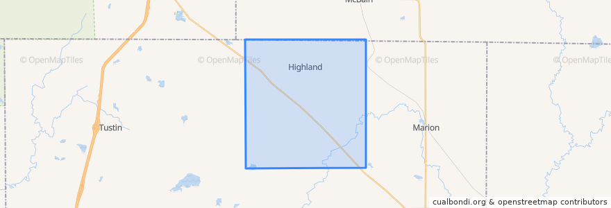 Mapa de ubicacion de Highland Township.