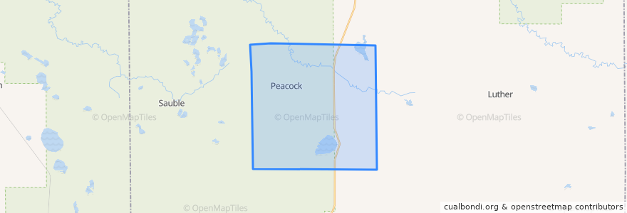 Mapa de ubicacion de Peacock Township.