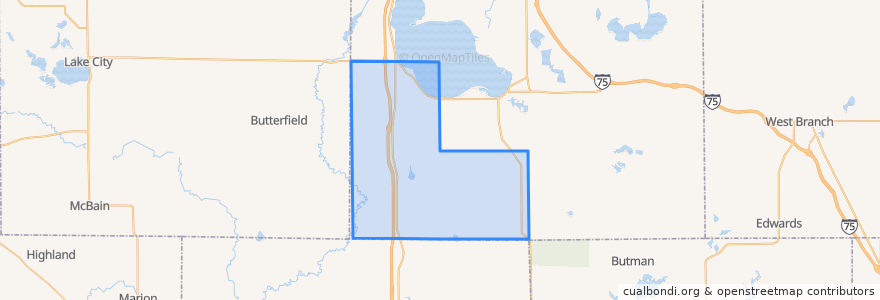 Mapa de ubicacion de Roscommon Township.