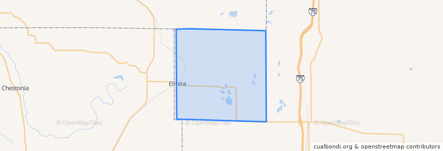 Mapa de ubicacion de Elmira Township.