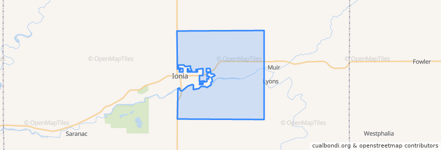 Mapa de ubicacion de Ionia Township.