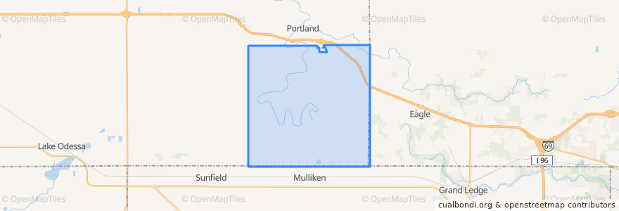 Mapa de ubicacion de Danby Township.