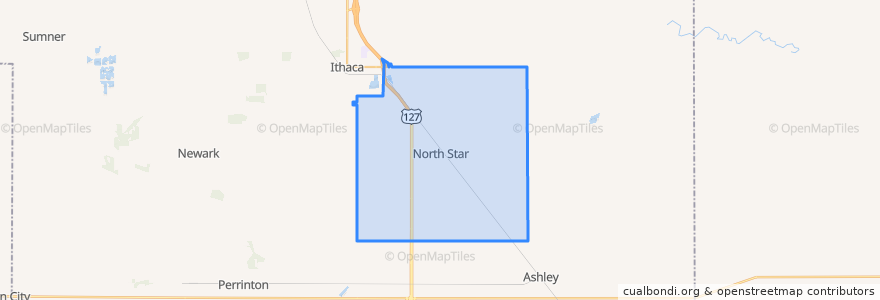 Mapa de ubicacion de North Star Township.