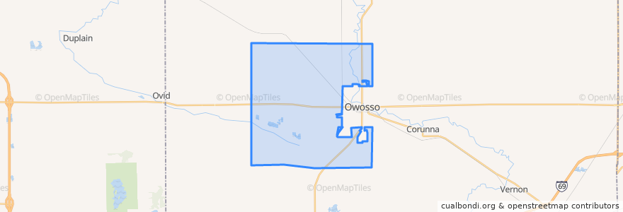 Mapa de ubicacion de Owosso Township.