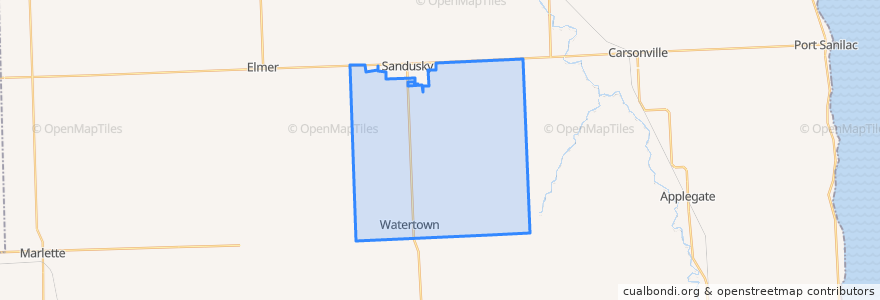 Mapa de ubicacion de Watertown Township.