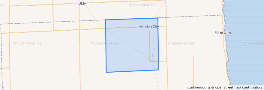 Mapa de ubicacion de Minden Township.