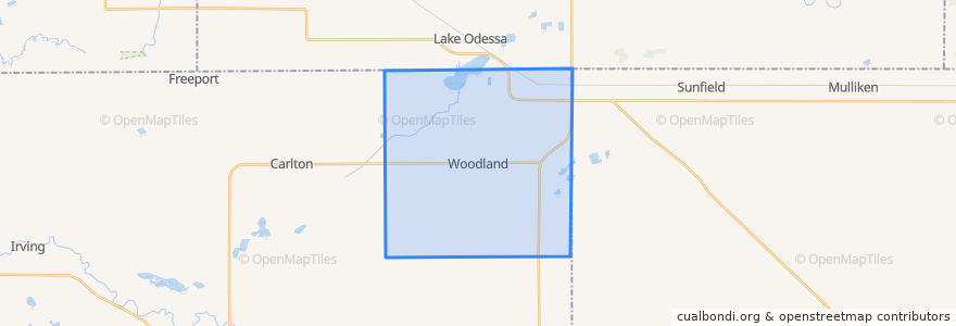 Mapa de ubicacion de Woodland Township.