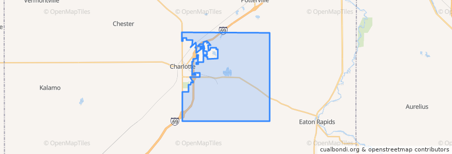 Mapa de ubicacion de Eaton Township.