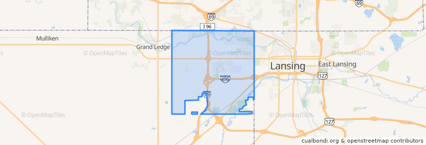 Mapa de ubicacion de Delta Charter Township.