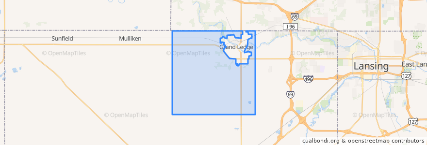 Mapa de ubicacion de Oneida Charter Township.