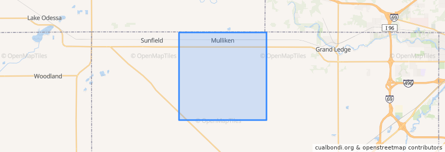 Mapa de ubicacion de Roxand Township.