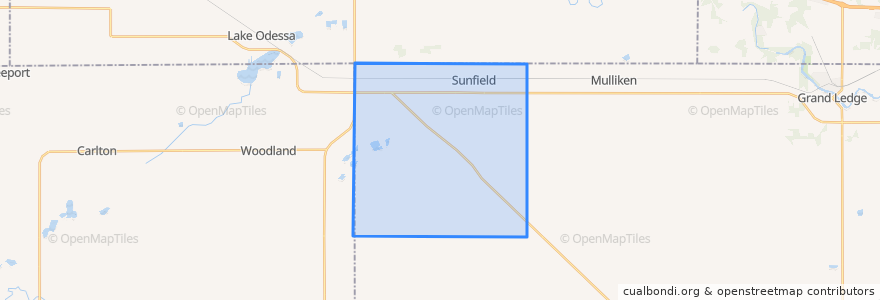 Mapa de ubicacion de Sunfield Township.