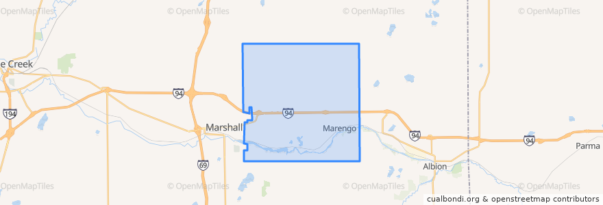 Mapa de ubicacion de Marengo Township.